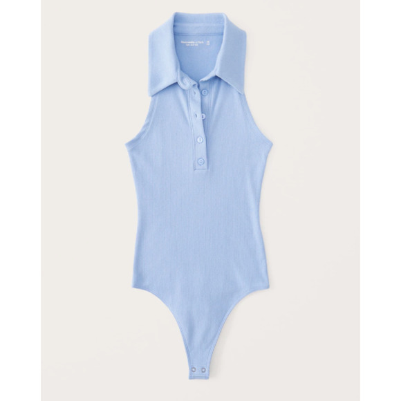 Abercrombie & Fitch Tops - New Abercrombie & Fitch Womans Sz XL Soft A&F Ribbed Polo Bodysuit Blue NWT